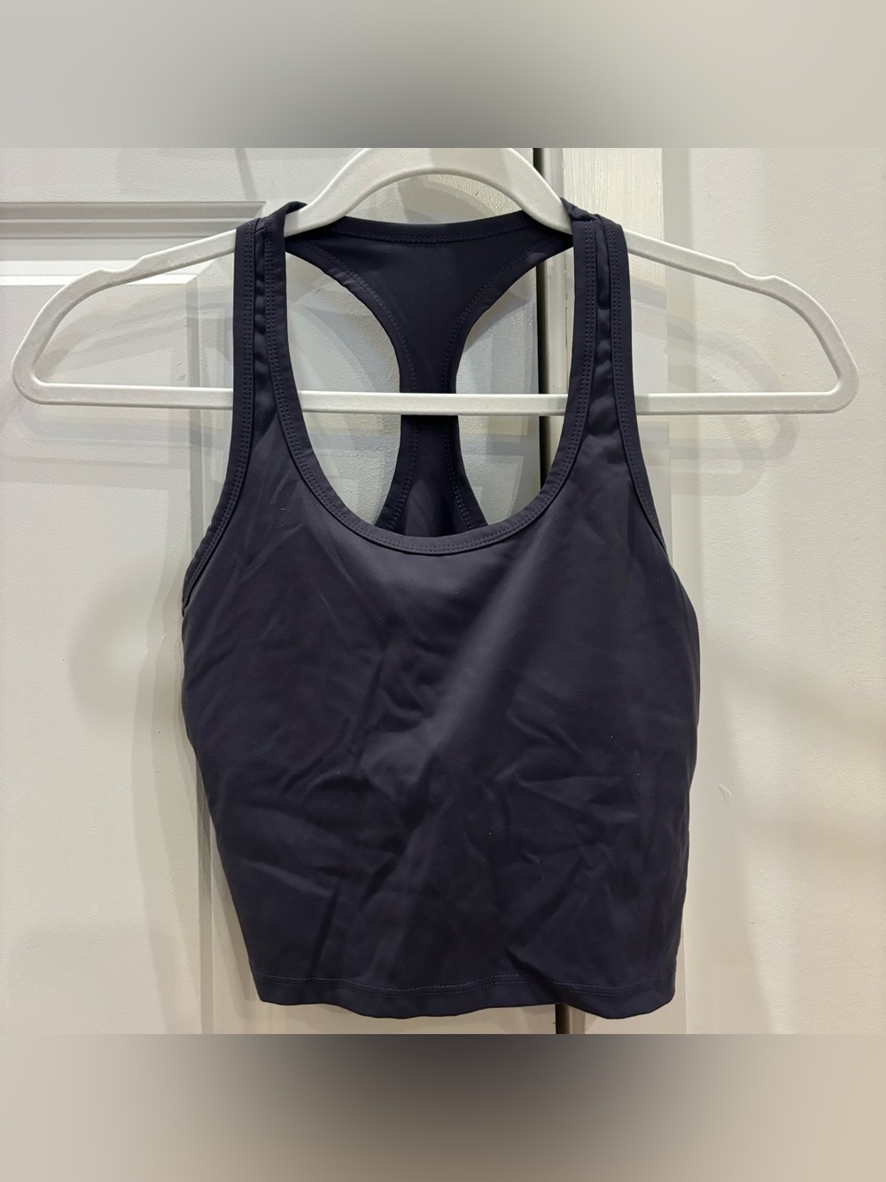 Dark purple padded racerback workout tank top